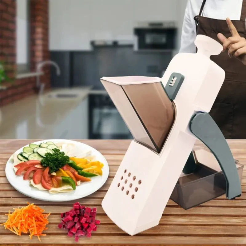 Vegetable Slicer Chopper | Manual Mandoline Cutter / Grinder | Multi-Function Fruit  &  Vegetable Slicer