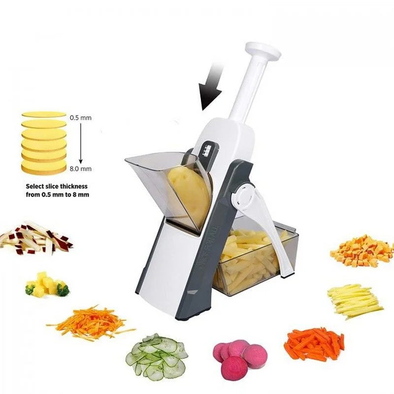 Vegetable Slicer Chopper | Manual Mandoline Cutter / Grinder | Multi-Function Fruit  &  Vegetable Slicer