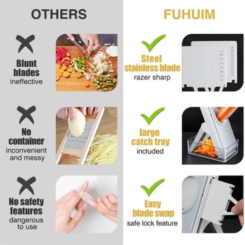 Vegetable Slicer Chopper | Manual Mandoline Cutter / Grinder | Multi-Function Fruit  &  Vegetable Slicer