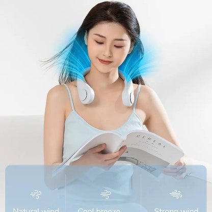 Portable Neck Fan, Bladeless Hanging Neck Fan, Summer Traveling Outdoor Sports Fans, Hands Free Rechargeable Head Fan, Cooling Airflow Wingless Neck Fan, Mini Air Cooler Conditioner for Travel Outdoor, Adjustable Comfy Neck Fan