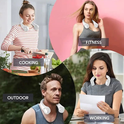 Portable Neck Fan, Bladeless Hanging Neck Fan, Summer Traveling Outdoor Sports Fans, Hands Free Rechargeable Head Fan, Cooling Airflow Wingless Neck Fan, Mini Air Cooler Conditioner for Travel Outdoor, Adjustable Comfy Neck Fan